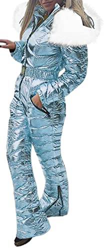Tomwell Overalls Damen Elegant Skianzug Schneeanzüge Skifahren Outdoor Jumpsuit Schneeoverall Skiijacke Skianzüge Ski Suit Skisuit Schneeanzug Winter Overalls Outfit Damenkleidung Skioverall Z Blau M