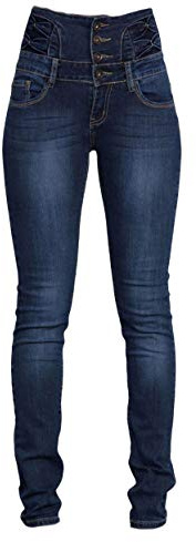 Générique JIER Pantalon Femme Denim Jeans Slim Taille Haute Jean Stretch Slim Fit Jeans Pantalons Crayon Pants Vintage Jeggings (Bleu 2,L,L)