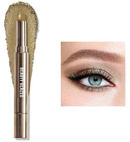 Barra de sombra de ojos brillante,Lápiz de sombra de ojos cremoso metálico Crayon Eye Brightener Highlight Makeup, Sombra de ojos en crema de larga duración a prueba de agua (#06 JENGIBRE)