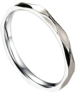 Daesar Edelstahl Ringe Silber, Damen Ring Personalisiert Schmal 2MM Bandring Partnerringe Freundschaftsringe für Frauen