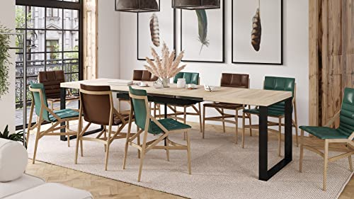 Mazzoni Design Esstisch Avari Tisch ausziehbar 120 bis 270 cm, Farbe:Sonoma Eiche - Schwarz matt