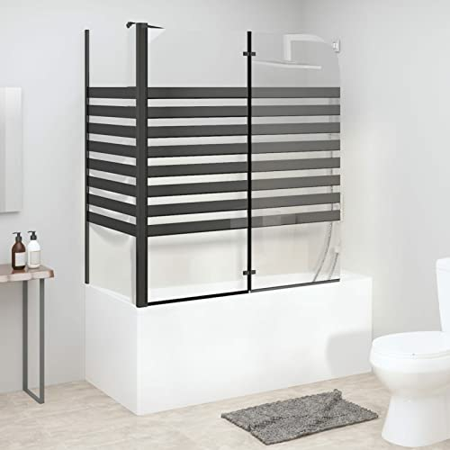 Duschabtrennung, MOONAIRY Duschwand, Badewannenaufsatz, Duschwand Für Badewanne, Badewanne Wand, Glaswand Badewanne, Badewanne Duschwand, Gestreift 120x68x130 cm Hartglas