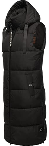 Navahoo Damen ärmellose lange Outdoorweste warme Winterjacke Schnuffelchen Black Gr. M