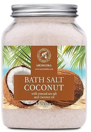 Meer Badesalz KOKOS 1300g - Bade Meersalz mit Natürlichem Kokosöl - Aromatherapie Badewanne - Körperpflege - Guter Schlaf - Baden - Entspannung - Gute Laune Badezusatz - Kokos Badeduft