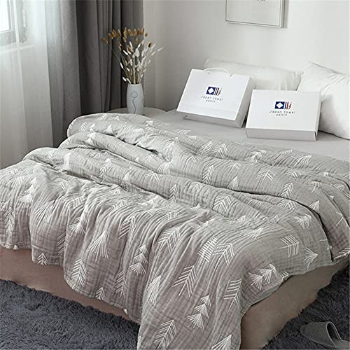 Sommerdecke, Musselin-Baumwoll-Schlafbettdecke, King-Size-Bett, Schlafdecke, Tagesdecken (hellgrau, 150 x 200 cm)