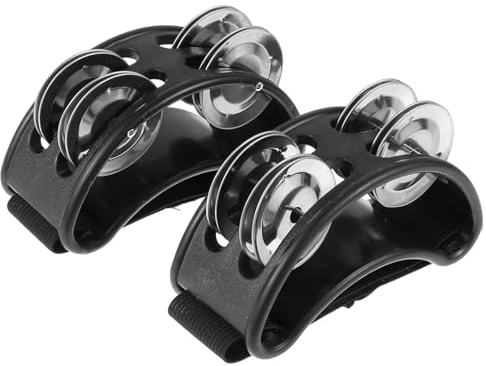 2 Stück Fuß Schütteln Tamburin, Tamburine für Erwachsene, Metall Jingle Bell Musikinstrument, Fuß Shaker Tamburin, Percussion Fuß Tamburin, Fuß-Shaker Percussion, für Gitarren Cajon Gigs(Schwarz)