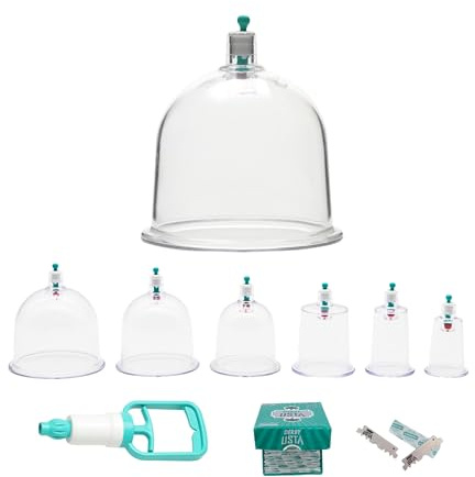 Mavi Mini Starter Schröpfen Set – 250 Schröpfgläser in 6 Größen, Handpumpe & 100 Derby Klingen – Hijama Set, Cupping Set, Hacamat Set