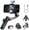 Gimbal-Stabilisator für Smartphone, RGB-Magnet-Nachfülllicht-Set, OLED-Display, LED-Licht-Fokusrad, professioneller 3-Achsen-Stabilisator für Android und iPhone, AOCHUAN XPRO Kit, Grau