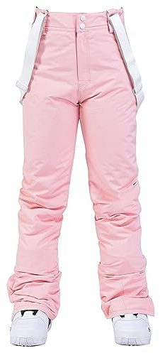 ALSOGO Damen Frauen Skihose Hosenträgerhose Outdoorhose Wasserdicht Winddichte Warme Gefütterte Schneehose Snowboardhose Skilanglaufhose Thermohose Wanderhose Softshellhose