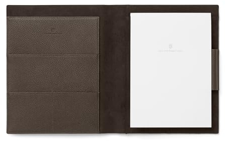 Graf von FABER-CASTELL 118781 - Schreibmappe DIN A5 Cashmere, Dunkelbraun, mit Notizblock, Stiftschlaufe und Fächer
