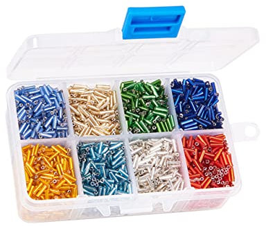 STOBOK Bunte Glasperlen Im Röhrenformat Bastelzubehör Für Armbänder Schlüsselanhänger Und Schmuckherstellung Pro Box Gemischte Farben