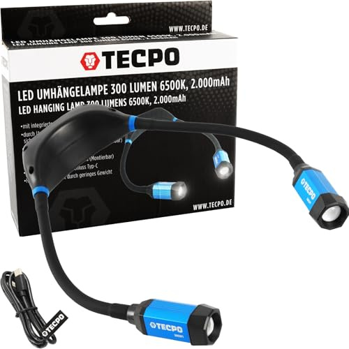 TECPO LED Umhängelampe 6500K 300 Lumen Buchlampe Leselampe Leselicht Nackenlicht
