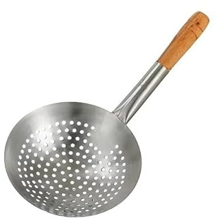 ruehalf Passoire épaisse en Acier Inoxydable 304, avec Long Manche, Grande Huile créative, Farine, Nouilles, boulettes, Tamis, écumoire, cuillère de Cuisine (Color : 24CM)