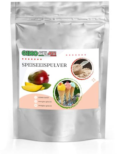 Gino Gelati fruchtiges Eis Speiseeis Pulver, verschiedene Geschmackssorten, schnelle und einfache Zubereitung, für Gastronomie und private Küche, Made in Germany (1 Kg, Mango)