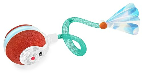Jkanti Interactive Cat Toys for Indoor Cats,The 3rd Generation Agile Moving Cat Ball with Elastic Mesh Tail,Automatic Kitten Toys for Bored Indoor Adult Cats,Motion Activated (Green)