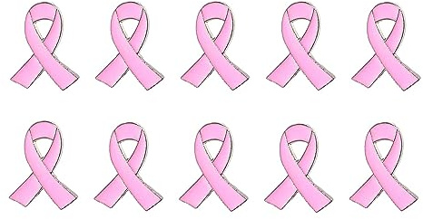 Lot de 10 Broches en Forme de Ruban Rose pour Sensibilisation Au Cancer du Sein Pin’s Octobre Rose Décoration Accessoire de Déguisement pour la Prévention et Le Contrôle Femme