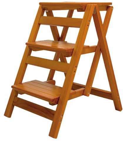 KATIEER Wooden Step Stool for Adults/Folding stools Wood Step Ladder/Lightweight Step Stool/Folding Step Stool, Portable Ladder, Anti-Slip Ladder,high Chair,Step Chair