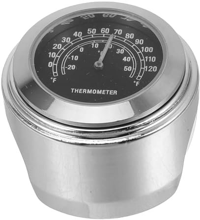 BUGUUYO Motorrad Lenkerthermometer Kleiner Digital Aus Metall Kleines Außenthermometer Mit Nachtleuchte Metallgehäuse Für Motorradlenker Outdoor Und Fahrten
