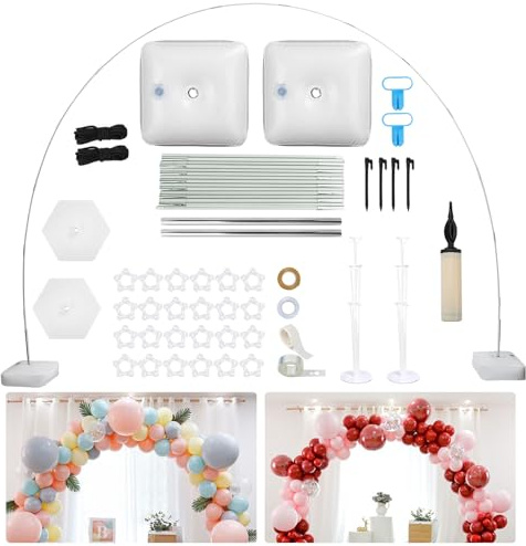 Youyijia Balloon Arch Kit with Water Fillable Base - Adjustable Reusable Stand Kit with Stick Holder for Wedding Birthday Party Event Deco White