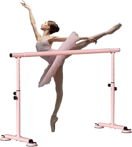 TUPOSTAR Tragbare Freistehende Ballettstange Einstellbare Höhe Trainingsgerät Für Zuhause Oder Das Fitnessstudio Für Kinder Und Erwachsene, Tanzen, Fitness, Pilates,Rosa,150CM