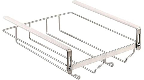 Cetfuro Verstellbarer Weinglas-Organizer, Hängendes Weinglasregal Aus Metall, Weinglashalter Unter Dem Schrank Ohne Bohren für Bar 23 cm