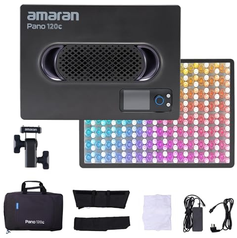 Amaran Pano 120c Kit Led Video Panel Light 120W RGBWW Full Color Lights | CCT 2,300K-10,000K,12 Lighting Efects,App Control,Support USB-C PD,with Softboxes & Carrying Case for Video,Streaming,TikTok