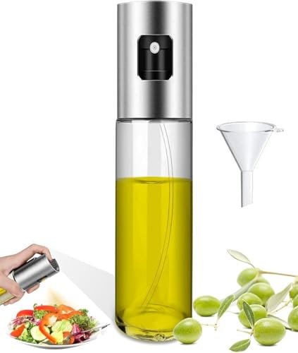 prodigital Oliera Spruzzatore Olio in Vetro, 100ml, Nebulizzatore per Cucina con Imbuto, Dispenser Spray per Olio d'Oliva, Aceto, Vino