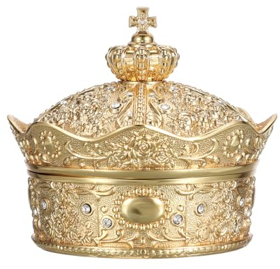 OLegei Metal Trinket Storage Box, Crown Shape Small Jewellery Holder Mini Trinket Organizer Case for Ring Necklaces Earrings Keepsake