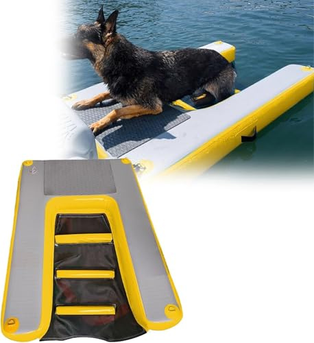 AVLLSO Inflatable Dog Float Floating Ramp for Pools Boats Docks, Dog Float Floating Ramp Ladder for Swimming Pets Up to 200 Pounds ﻿