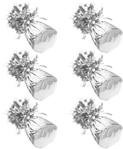 HIAKDOFT 6 Pezzi Pesi per Palloncini Metallici Argento Peso Zavorra per Palloncini Adatto Matrimoni Compleanni Shower e Feste Design Elegante e Facile da Fissare