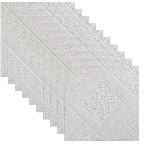 Feeshoppher Lot de 10 panneaux muraux 3D en mousse de polyéthylène souple, effet brique, pierre, imperméable, résistant à l'huile, à l'humidité, anti-collision, isolation phonique pour salon, chambre