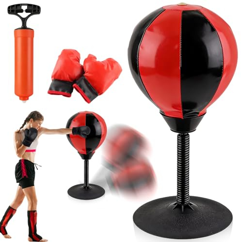 Punchingball Mesa, saco de boxeo con plumas, escritorio de punchingball, mini saco de boxeo con ventosa, pelota de perforación para oficina, alivio del estado de ánimo, bolsa divertida para pared