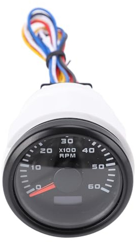 SIXRUN 52 Mm Varvräknare, 6000 Varv/min med Timräknare, Lämplig för Bilar, Lastbilar och Båtar (Black Dial Black Cover CX6227B)