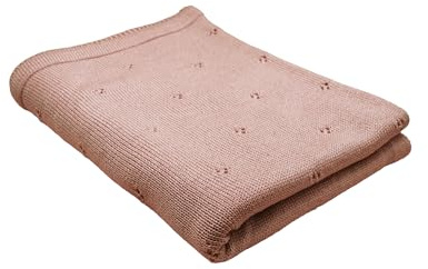 Blätterschming Merino Babydecke, 100% Wolle, Handgemacht, Nachhaltige Winterdecke für Neugeborene, Kuscheldecke, Geschenk zur Geburt & Taufe, Kinderwagendecke (Rosa)