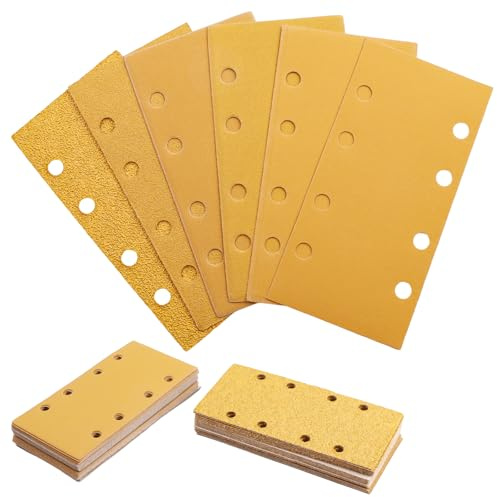 56 Piezas Papel Lija 93x185MM lijas Grano 40 60 80 120 180 240 320 | 8 Agujeros Papel Lija Madera para Lijadora Rectangular Schleifpapier Compatible con Bosch PSM 200AES,PSS 250AE,GSS23A