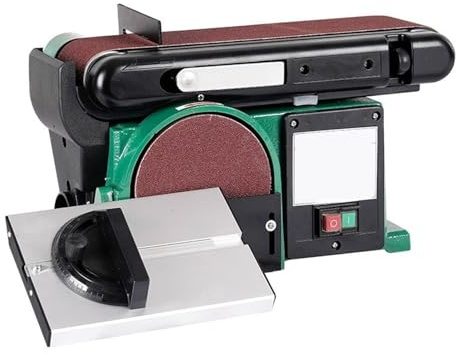 Benchtop Belt and Disc Sander, Bench Sander with 4 X 36 in Belt & 6 in Disc, Cast Iron Base with Double Dust Exhaust Port, Adjustable 0-90° Tilt & 0-45° Bevel Table for Woodworking