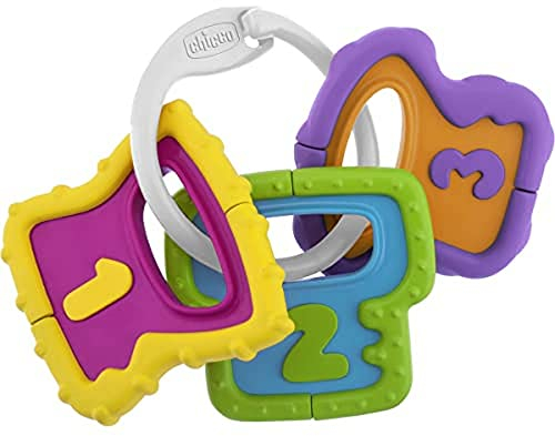 Chicco - Trillino Chiavi Afferrafacile, Mazzo di Chiavi Colorato, Facile da Impugnare e Leggeri, Esperienza Tattile e Stimolazione Gengive, 3-18 Mesi