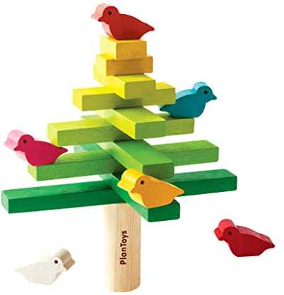 PlanToys® Wooden Balancing Tree Game | Montessori Stacking Toy with Birds for Fine Motor Skills & Coordination | Educational Game for Toddlers, Preschool Kids & Family Play