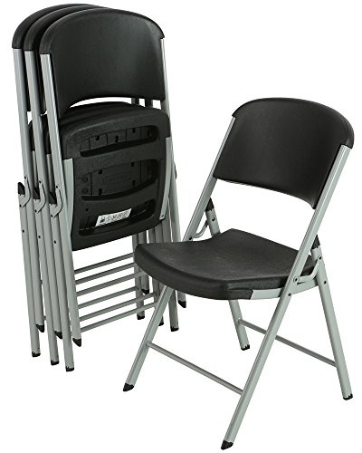 LIFETIME 80407 Commercial Grade Folding Chairs, 4 Pack, Black/Silver