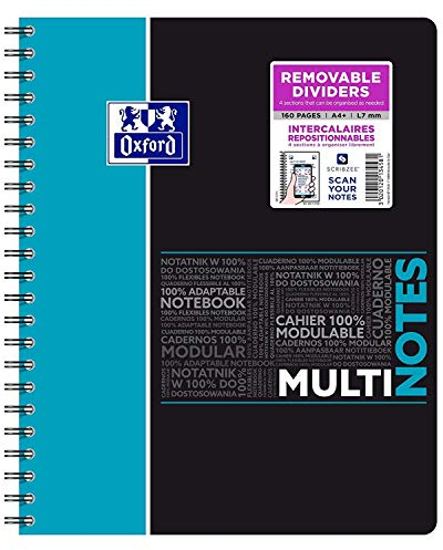 Oxford Schulhefte, Spiralbindung, A4, 160 Seiten, liniert, 90 g, mit Trennblättern, 10 Stück