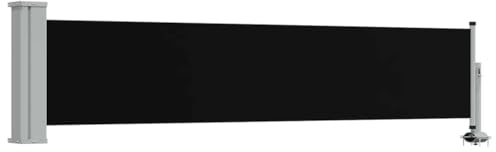 vidaXL Seitenmarkise Ausziehbar UV- und Wasserbeständig Sonnenschutz Sichtschutz Windschutz Seitenrollo Markise Balkon Garten Terrasse 60x300cm Schwarz