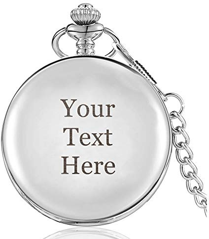 EDSG Personalised Pocket Watch | Engraved Polished Watch | Custom Gift for Dad Daddy Father Boyfriend Husband Uncle Usher Best Man Grooms Stepfather Grandad Fathers Day Gift with Box (Silver)