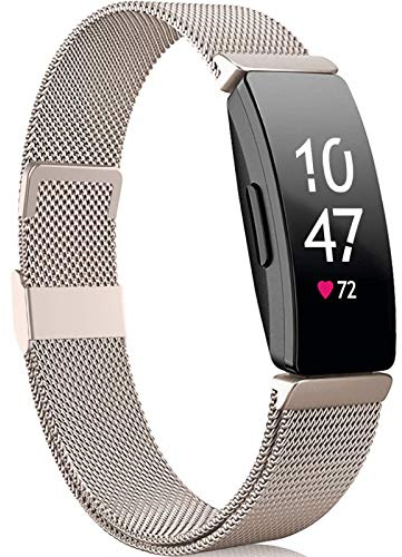 Faliogo Kompatibel mit Fitbit Inspire Armband/Fitbit Inspire 2 Armband/Fitbit Inspire HR Armband, Metallarmband aus Edelstahl, kompatibel mit Fitbit Ace 2, klein, goldfarben, Vintage-Stil