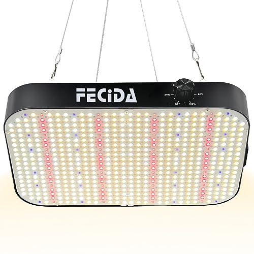 FECiDA 6000 Lumen LED Grow Light Dimmerabile, 2024 Best LED Grow Lights for Indoor Plants Full Spectrum, Hanging Seed Starting Seedlings Vegetable Growing Lamps, Daisy Chain Function, Quiet Built-in