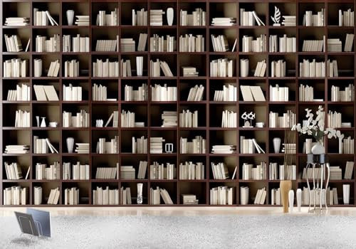 Wesmilewallpapaer Fototapete 3D Tapete 400x280cm Moderne Kunst Holz Bücherregal Vase Wohnzimmer Schlafzimmer Vliestapete Wandbelag Wanddeko