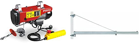Mecafer 470102 Palan électrique 100/200 kg & Einhell Fixation équerre - Longeur 110 cm - portée à 750 mm : 600 kg max. - portée à 1100 mm : 300 kg max. - Diam7tre fixation potence : 48 mm