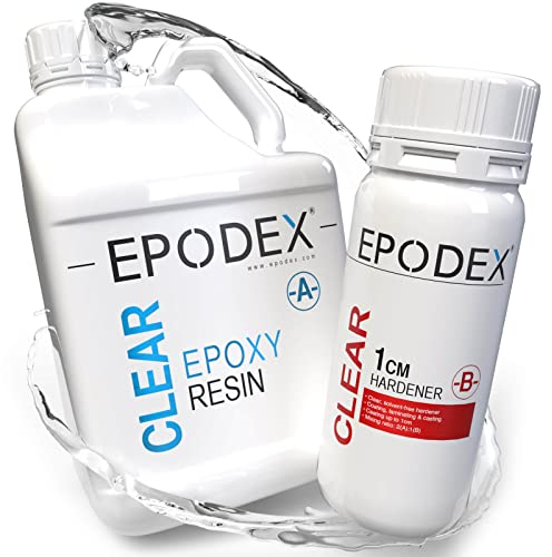 EPODEX Epoxidharz Set ECO | klares Epoxy Resin für Gießhöhen bis 1cm | Gießharz Set ohne oder mit Farbstoffen | Für alle Beschichtungen, Versiegelungen, Reparaturen, Formenbau, Kunst & Handwerk