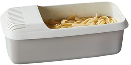 pasta para microondas con colador, cocina espaguetis para cocinar forma saludable, vaporizador rápido pasta y verduras, apto para lavavajillas, sin BPA