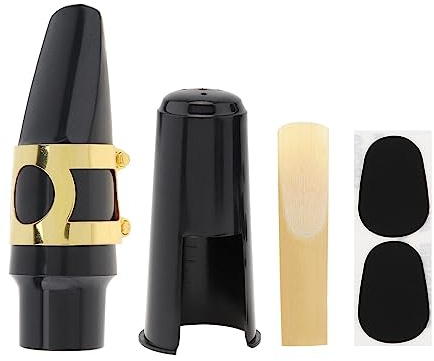 OriGlam Alto Sax Saxophone Mouthpiece Kit, 5 in 1 Set with Cap Metal Buckle Reed Pads, Saxophone Mouthpiece Kit for Alto Saxophone Saxophone Parts