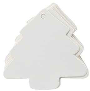 KALLORY 100pcs Christmas Tree Pendants DIY Kraft Blank tag DIY present Packing Accessory Christmas Tree Paper Tags Christmas Hanging Ornaments DIY Wedding Crafts white kraft paper decorations
